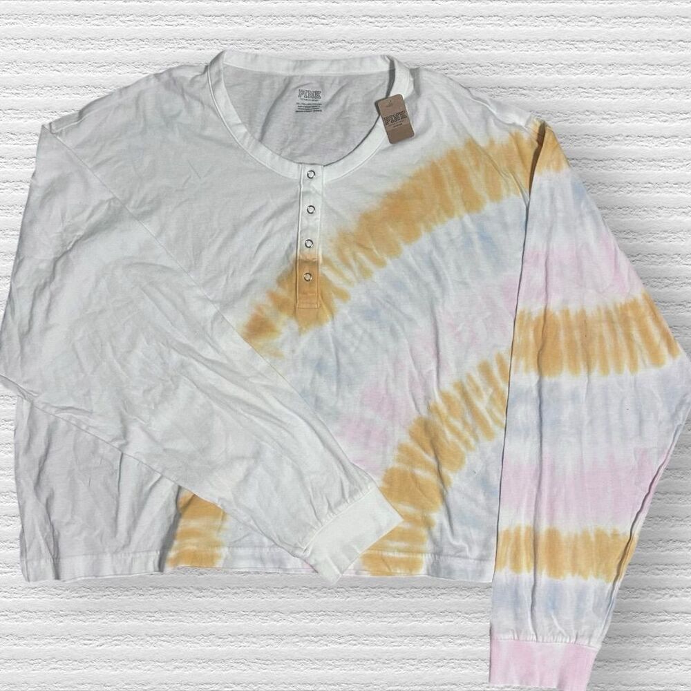 NWT Victoria's Secret PINK Tie Dye Long Sleeve Crop Top- XXL